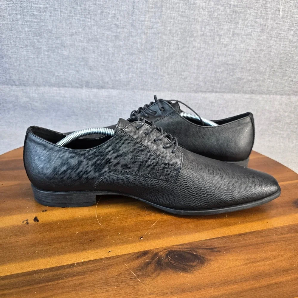 Abound Mens Black Textured Synthetic Lace Up Derby Dress Shoes Size 12M‎